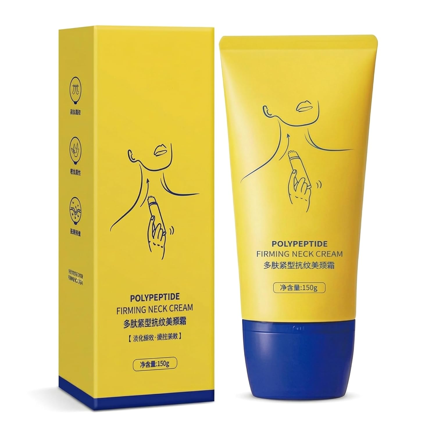 JoanofArc Neck Firming Cream with Roller, Smoothes Wrinkles and Fine Lines, Anti-Aging, Moisturizing Skin Care, Collagen, Peptides, Lifting and Firming, 150g