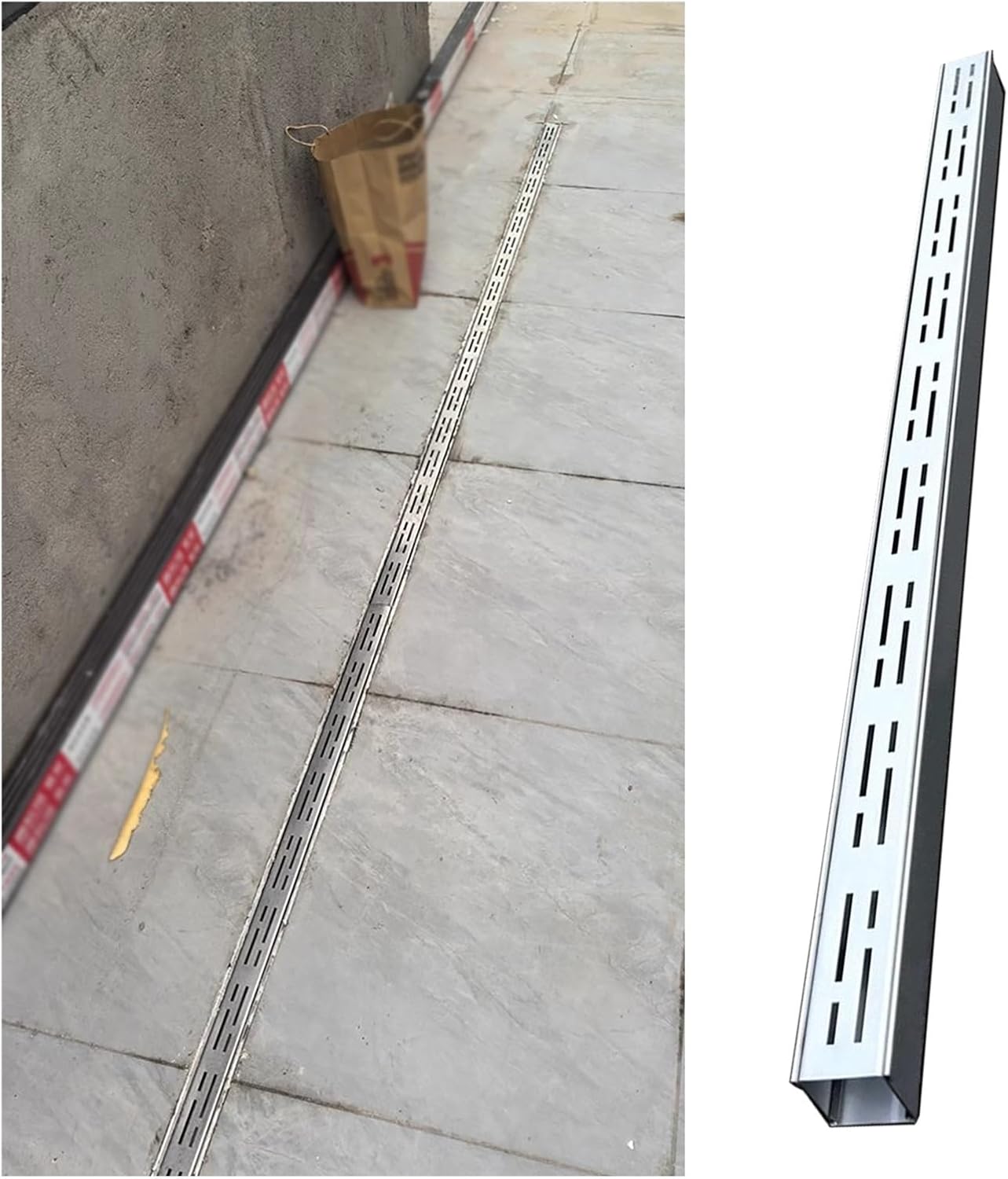 Heavy-Duty Extra Long French Drain System - Stainless Steel Trench Channel Drain Kits for Patio, Pool Deck & Sidewalk - Removable Grate for Efficient Water Drainage