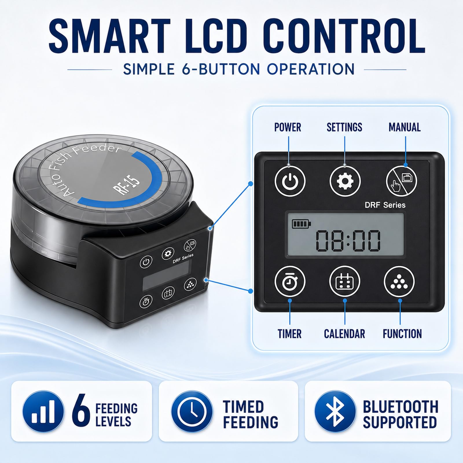 Mangiatoia automatica acquario, Distributore automatico cibo pesci con Timer, 105ML Mangiatoia Pesci Automatica per Rossi e Tartarughe