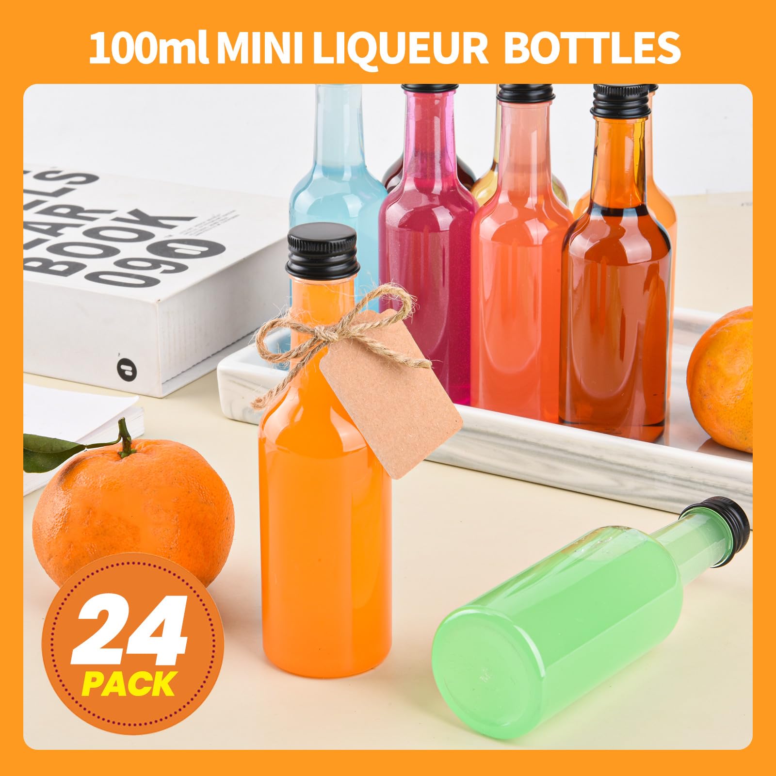YBCPACK 12 stuks glazen flessen van 100 ml om te vullen, kleine borrelflessen met kurk, krimpdop, trechter, etiketten, lege likeurflessen, perfect voor likeuren, verkopers en sappen