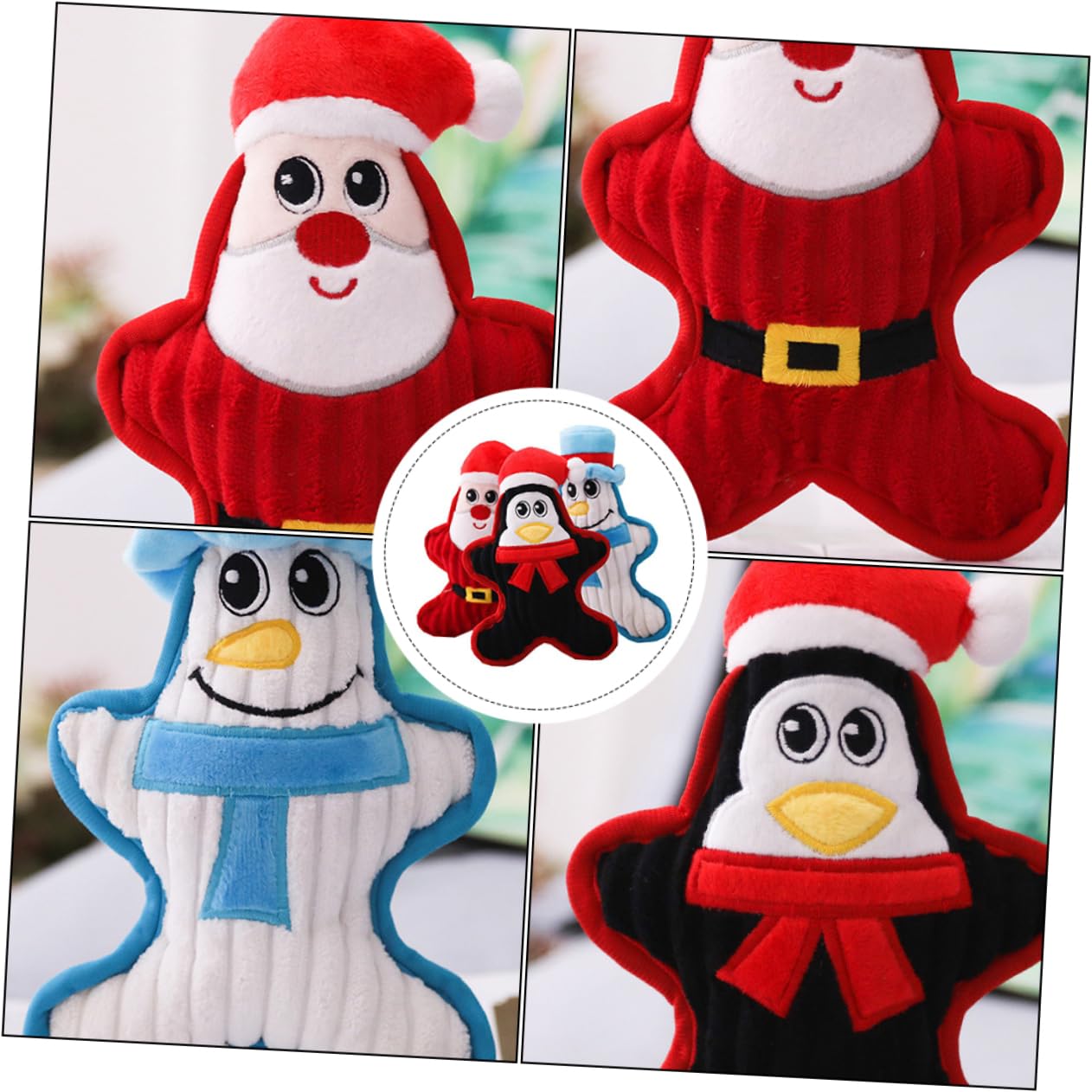 minkissy 6 Piezas de Juguete para Perros y Mascotas, Juguete Interactivo para Perros, Juguete de Peluche masticable para, Juguetes chirriantes de Navidad, Juguetes molares para,