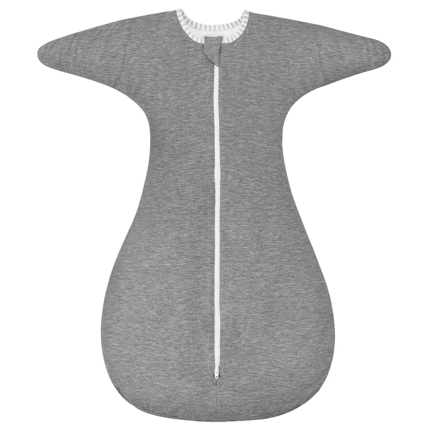 ZIGJOY Shark-Fin Transitional Swaddle for Newborn - 2.5 Tog Rayon Made from Bamboo Transition Swaddle Sleep Sack 3-6 Months Baby Arms Up Swaddle Blanket with 2-Way Zipper, Grey