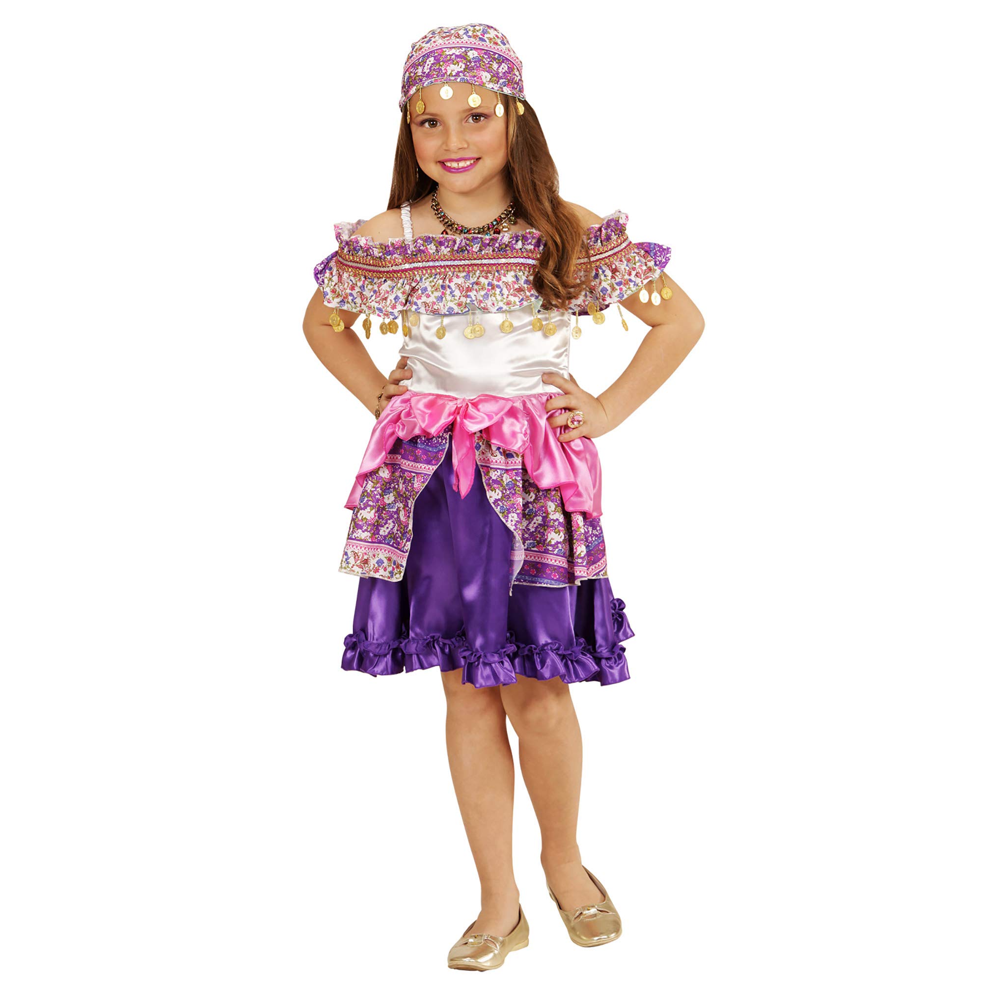 W WIDMANN MILANO Party Fashion - Disfraz infantil Gitana, vestido y pañuelo en la cabeza, carnaval, fiesta temática