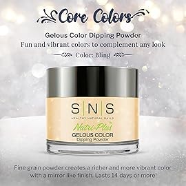 SNS Nail Dip Powder, Gelous Color Dipping Powder - Bling (Yellow/Cream, Shimmer) - Long-Lasting Dip Nail Color Lasts 14 Days - Low-Odor & No UV Lamp Required - 1.5oz