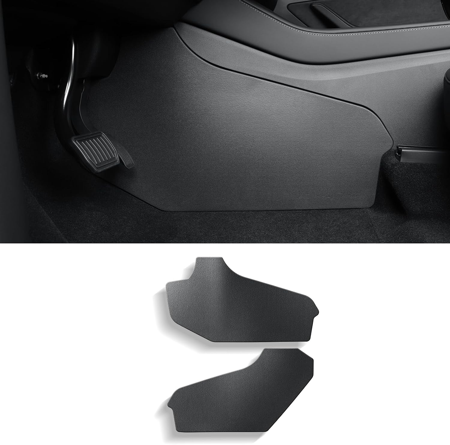 LUCKEASY 2PCS Center Console Side Anti-Kick Mats for Tesla Model Y 2021 2022 2023 2024 1st Row Seat Side Pads Waterproof Easy Install Easy Clean TPE Material Black