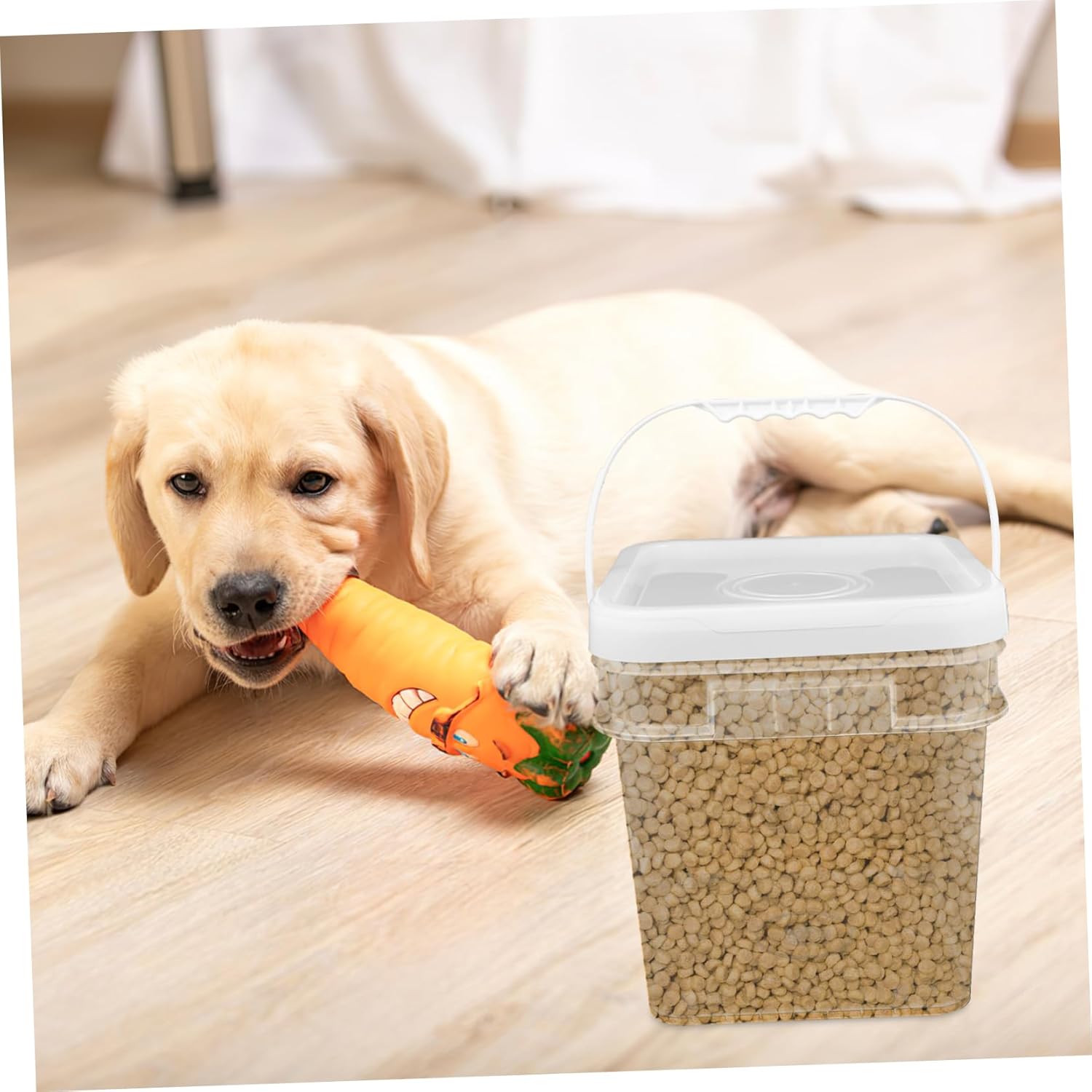 Cabilock 2pcs Airtight Food Storage Buckets Grain Container for Dog Cat Food Rice Flour Snacks Material Easy to Store Stylish Design Spoon for Convenience