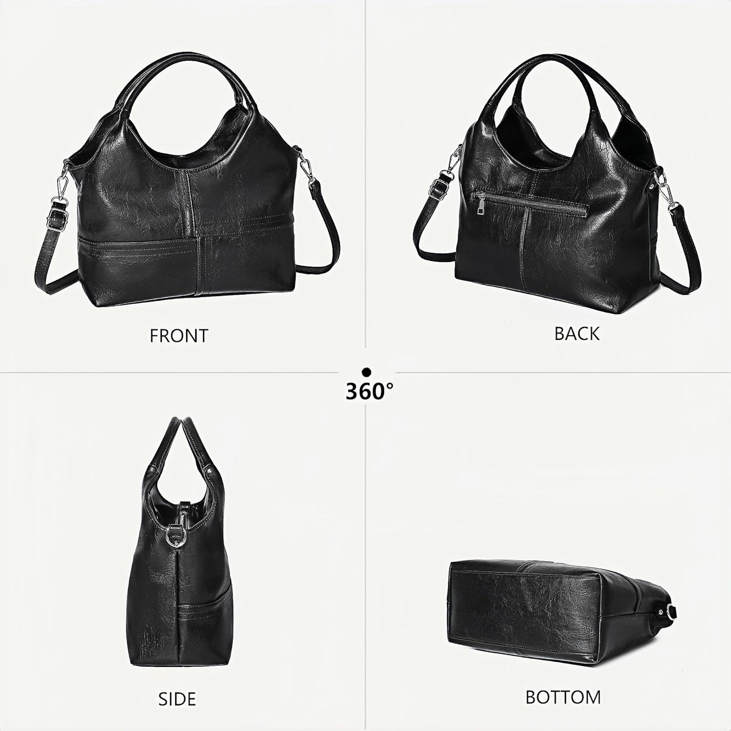 Women Medium Vegan Leather Satchel, Top Handle Hobo Bag with Adjustable Shoulder Strap, Casual Daily & Travel Handbag | Multi-compartment