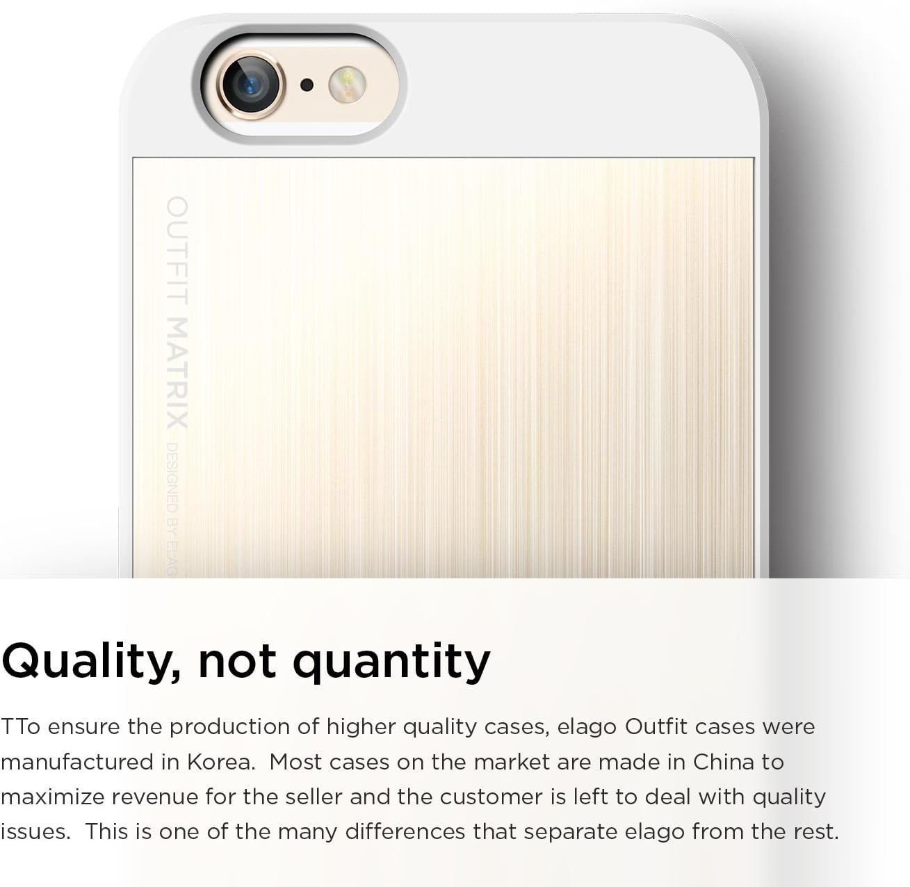 iPhone 6S Case, elago® [Outift Matrix][White/Champagne Gold] - [Premium Hybrid Construction][Brushed Aluminum][Spark Design Award] - for iPhone 6/6S