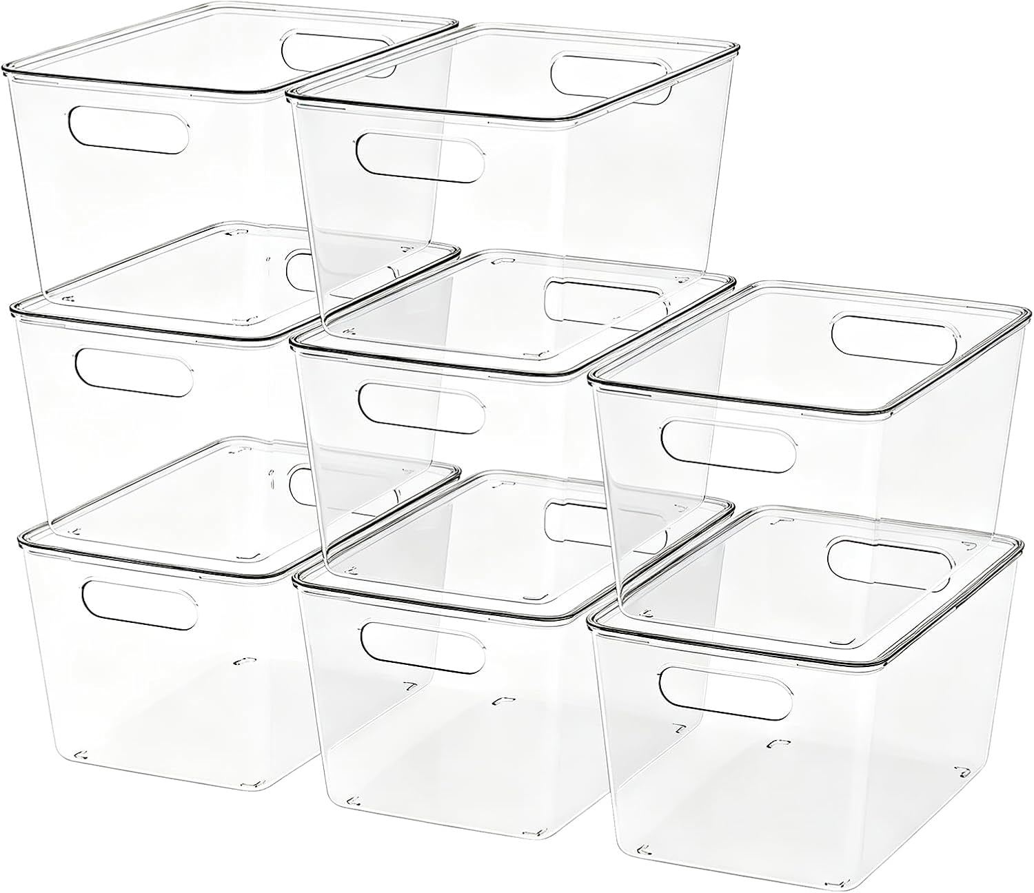 JOYZAN Stackable Plastic Storage Bins with Lids Clear Organizer Bins