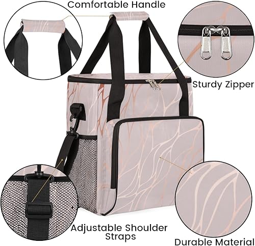 Miniatura 6 de Bolsa de café abstracta de mármol de oro rosa, bolsa de almacenamiento de viaje, compatible con Keurig K-Mini o K-Mini Plus, portátil, de una sola