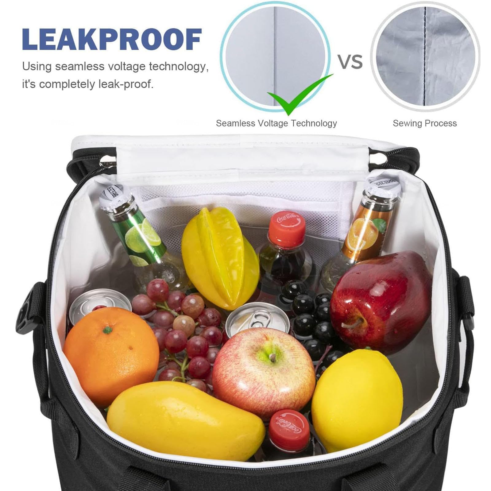 Bolsa Térmica Aislamiento 24 Latas, Bolsa Térmica Plegable Grande 20 L para Picnics, Almuerzos, Campamentos, Barbacoas, Golf - Bolsa Congelador a Prueba de Fugas Correa Hombro Adultos