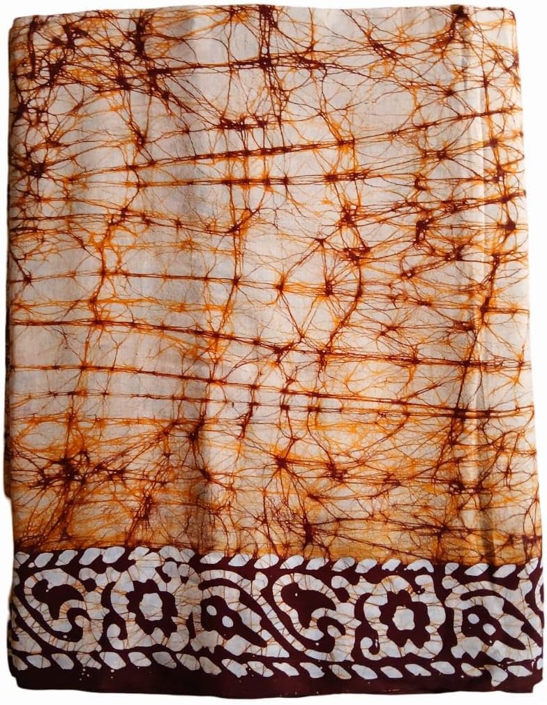 SHIBA INTERNATIONALShiba Unstitched Santiniketan Hand Printed Wax Batik 100% Cotton Fabric for BLOUSE (Set 1 pc) (1 Meter)