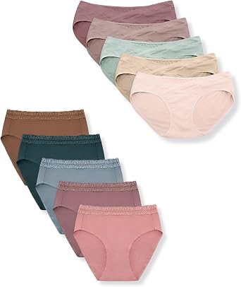 Kindred Bravely Postpartum Panty Underwear & Under the Bump Bikini Panty Underwear Bundle, 10 Pairs (Assorted, Medium)