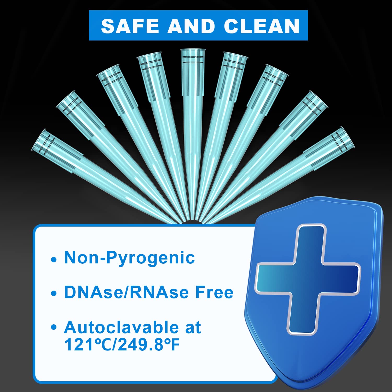 ONiLAB Pipette Tips 1000ul/1mL 1000pcs Clear Blue Lab Universal Plastic Liquid Pipettor Tips Polypropylene (PP),Non-pyrogenic, DNAse/RNAse Free, Autoclavable,Widely Compatible