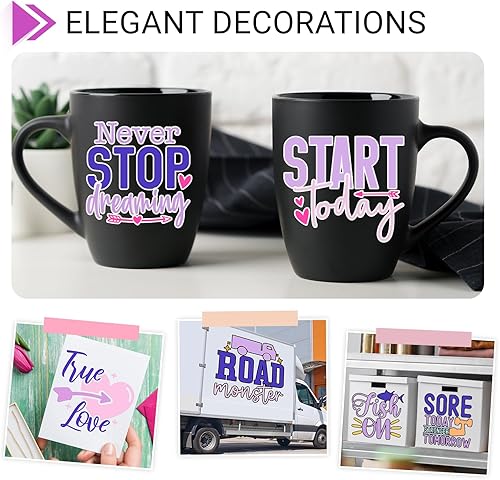 Miniatura 9 de GIRAFVINYL Paquete de vinilo permanente, varios vinilos adhesivos  12 x 12 pulgadas, 21 hojas de vinilo para manualidades