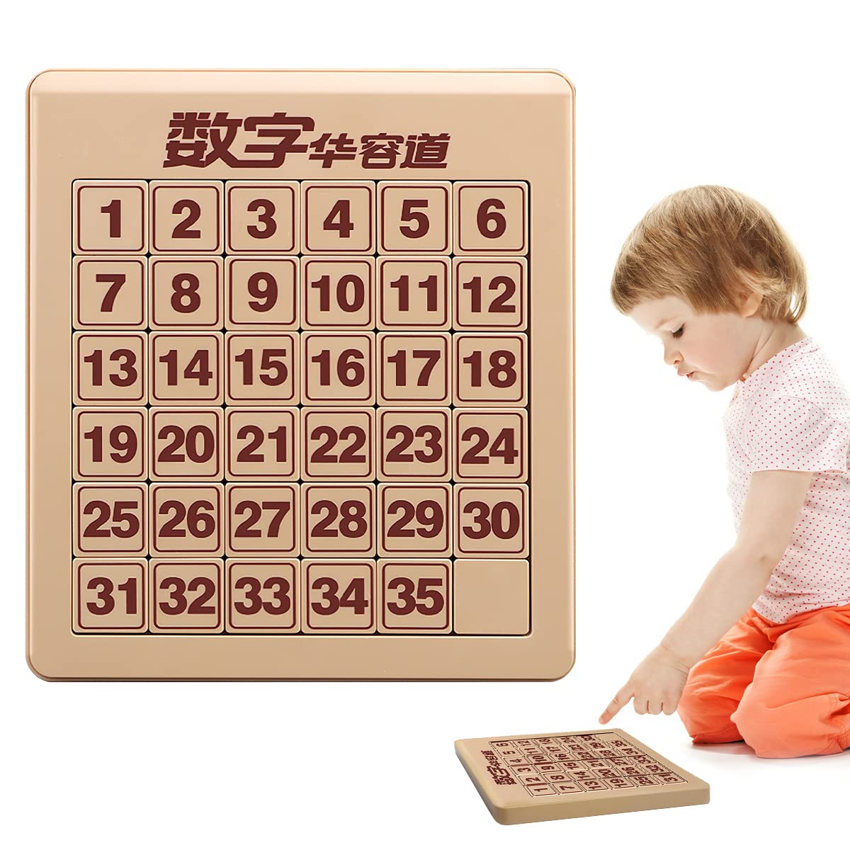 Mathematical Intelligence Puzzle, XiXiRan Wooden Number Puzzle, Digital Huarong Toy, Wooden Digital Huarong Puzzle, Maths Toy, Educational Toy for Children and Students (6 x 6)