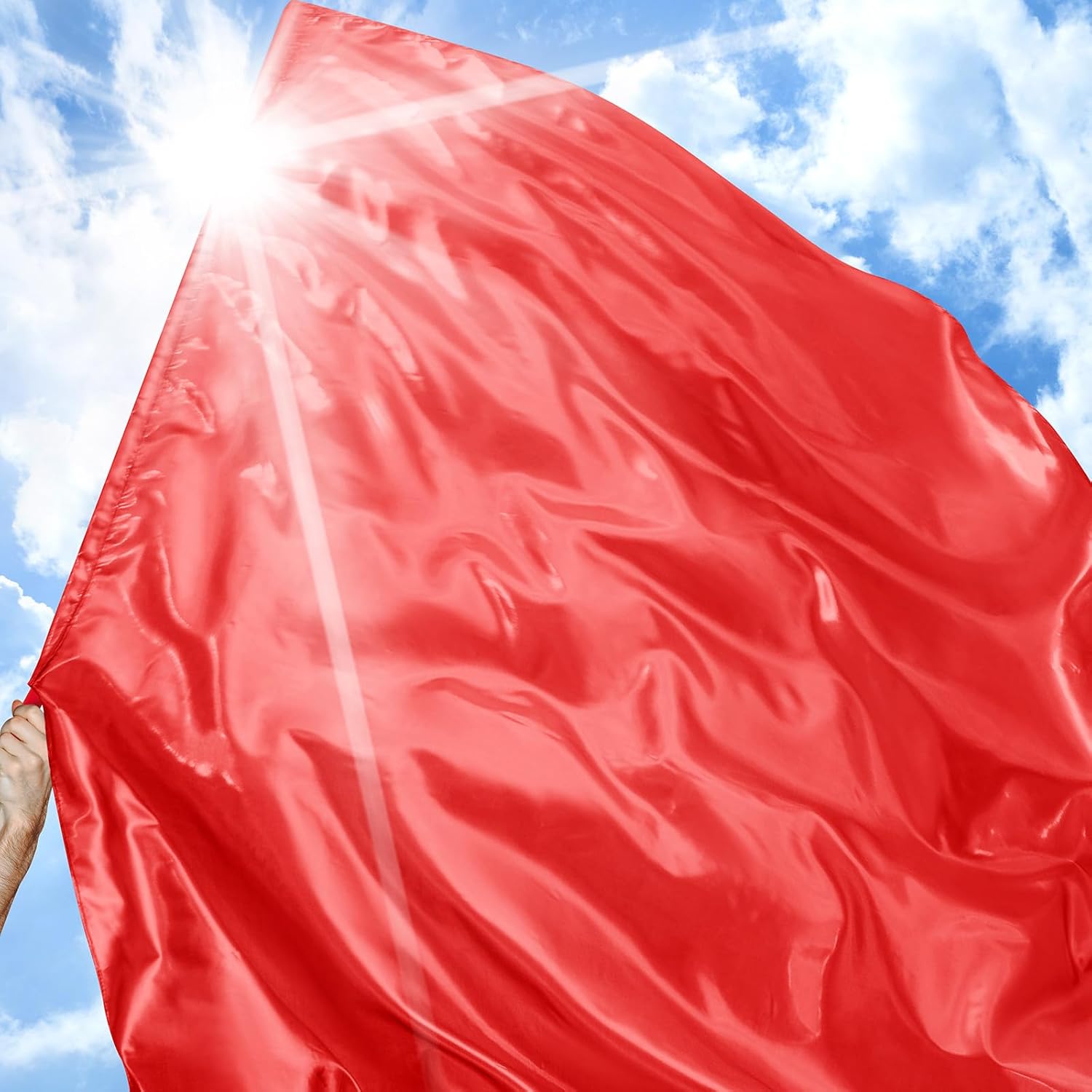Jetec 2 Pcs 74"x55" Worship Flags for Dance Church Praise Dance Flag with Flexible Rod Semicircle Angel Wing for Outdoor Stage Performance Religious Activities(Red,Solid Color)
