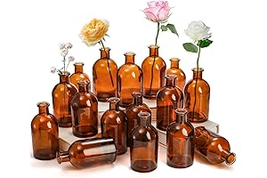 YOUEON 16 Pack Amber Glass Bud Vases | Living Decor Table Centerpiece
