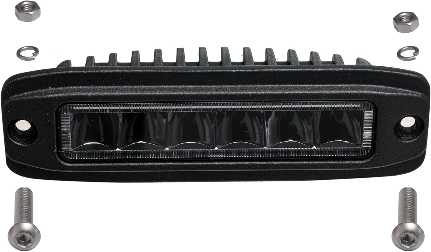 Raycharm 7.7" Flush-Mount Off-Road LED Fog Light, 6000K Cool-White, Spot Beam, Reverse & Backup Light for Jeep, Truck, UTV, ATV, IP68 Waterproof/Shockproof, 12V/24V, 2-Pack