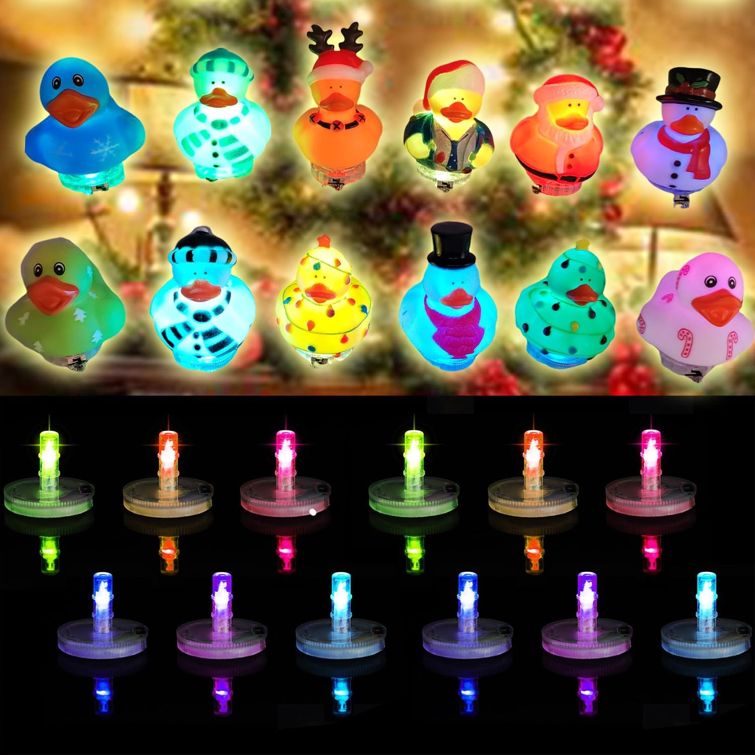 Christmas Car LED Lights Duck Holder, Light Up Duck Plugs, Light Up Your Duck and Car,Duck Mount for Car Lover Car Dashboard Decorations,Car Christmas Decorations(Excluding Rubber Duck) (12)