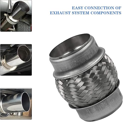 Miniatura 4 de RP Remarkable Power - tubo de escape flexible RK7543 de 2.25 x 12 pulgadas, de acero inoxidable resistente y 16 pulgadas de longitud general.