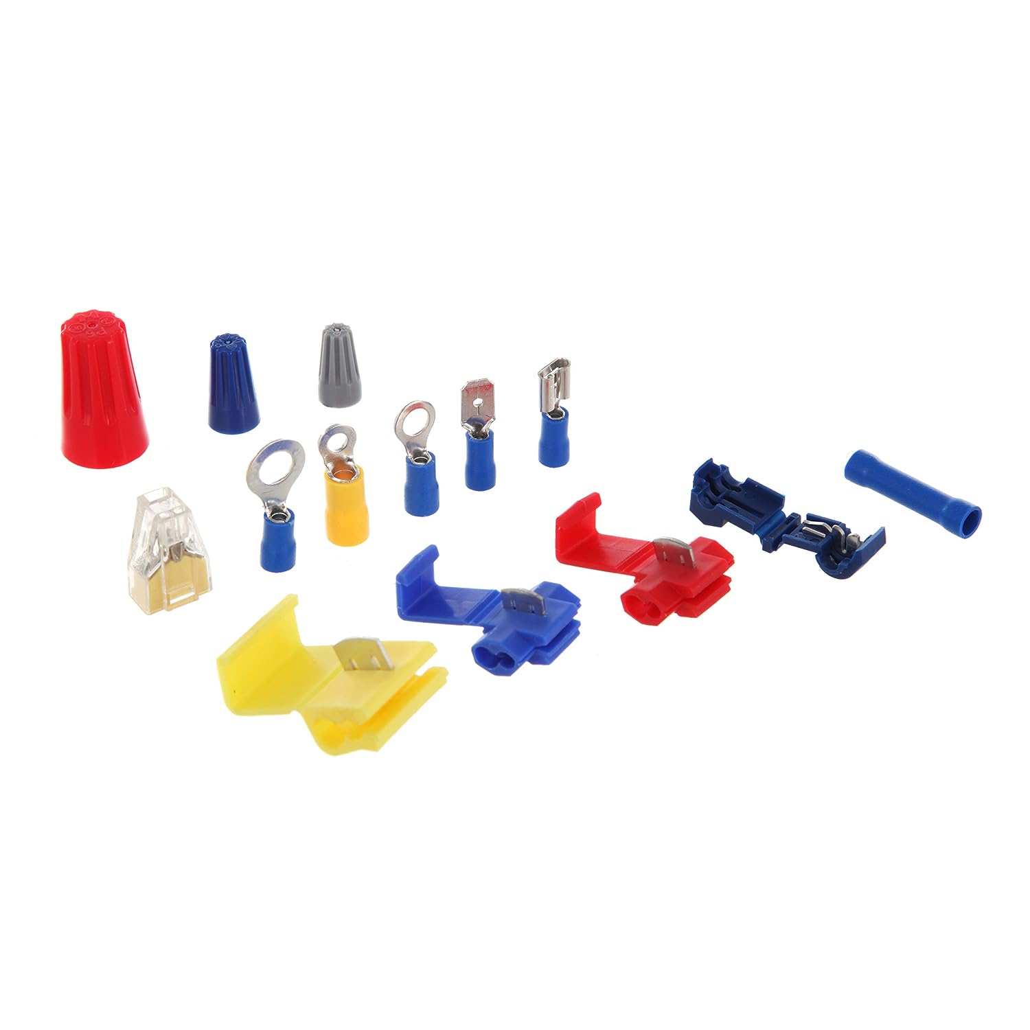 Assortment of Hyper Tough wiring connectors including quick splices, disconnects, ring terminals, and wire nuts.