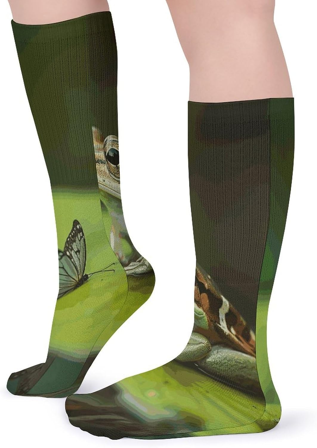 Frog And Butterfly Stocking - Cute Casual Long Athletic,Crew Sock for Men Women,Running Socks Soft Breathable for Gift