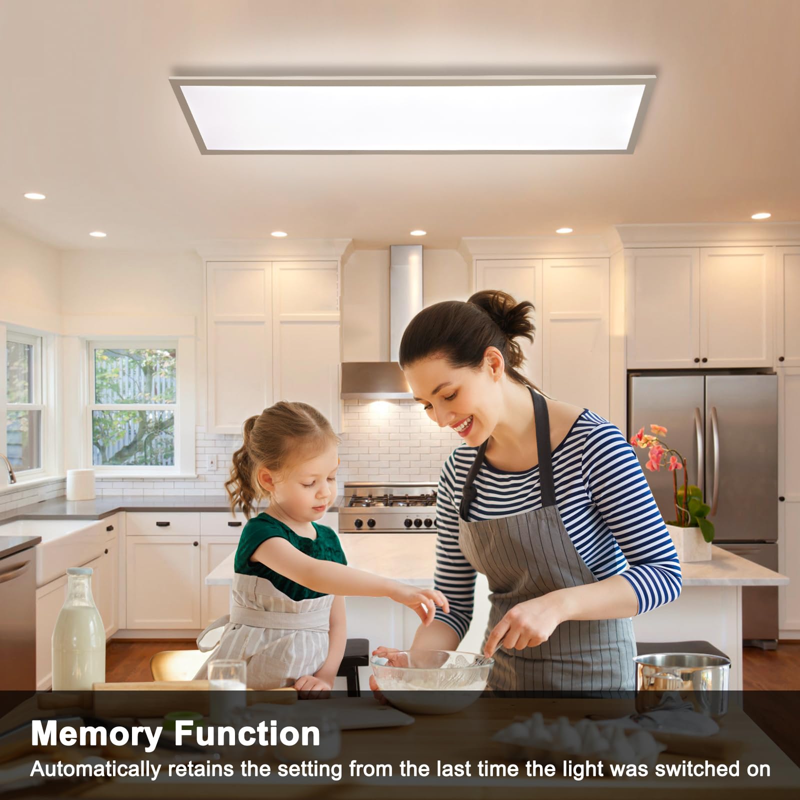 LED Deckenleuchte 120x30 cm, Panel Ultraflach aus Aluminium mit Fernbedienung, Dimmbar Lampe, Einstellbare Farbtemperatur (2700K Warmweiß - 6500K Kaltweiß), Beleuchtung in Wohn- Schlaf- Badezimmer