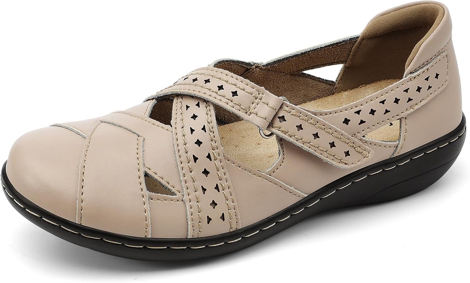 Irrefour Women's Classic Genuine Leather Casual Loafer Cute Slip-On Fashion Closed Toe Flat Sandal Comfy Work Sandal Everyday Walking Shoe - Image 2