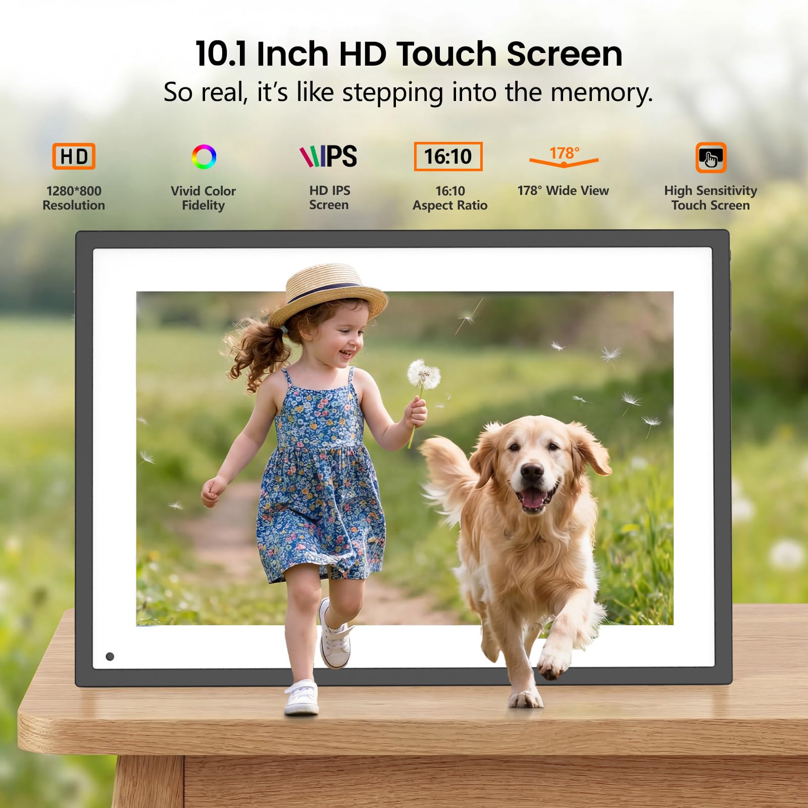 10,1" Digitaler Familienplaner Smart Frame mit App-Sync - Intuitiver Tischkalender (1280x800), Dual-WLAN (2.4/5GHz), Elektronischer Fotorahmen & Mahlzeitenplaner für Familie & Senioren, Schwarz