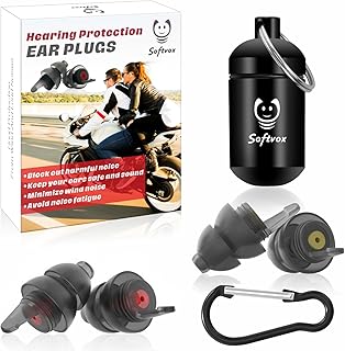 Motorcycle Ear Plugs for Wind Noise Reduction - 2 Pairs - 25dB - Motorcycle Accessories - Reusable Moto Earplugs, Soft Comfortable Hearing Protection for Motorbike, Touring, Racing, Riding