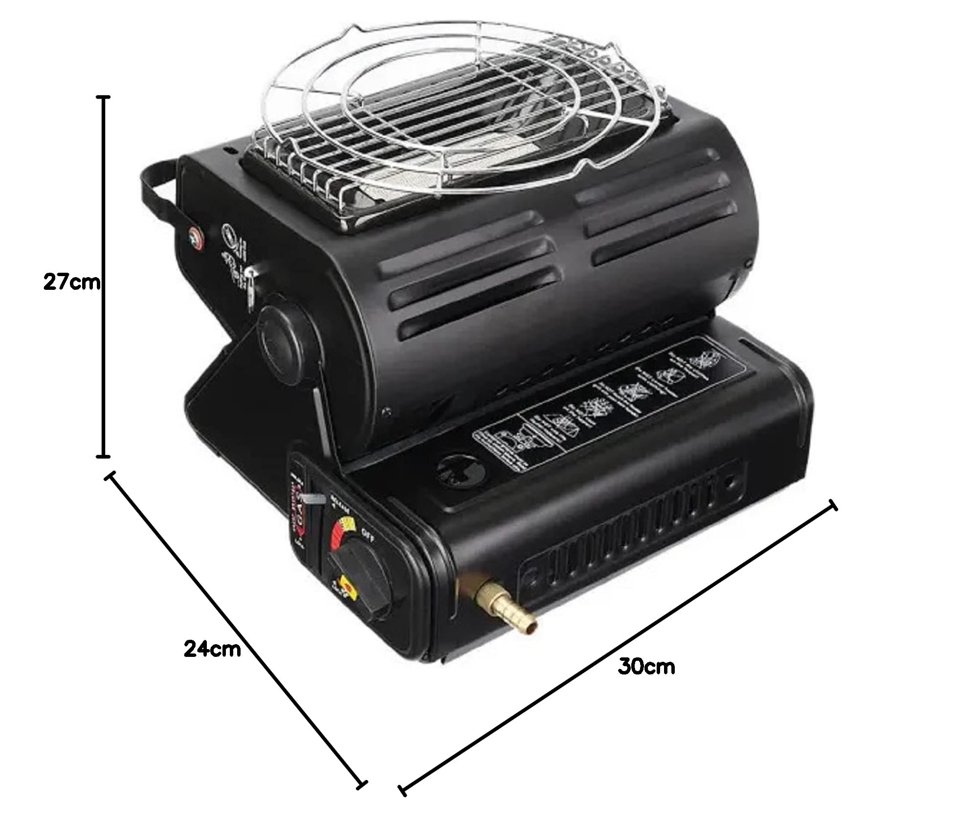 Cuisinière à Gaz de Camping Pêche Portable Chauffage Cuisinière Double Alimentation Gaz Butane GPL pour Extérieur Noir