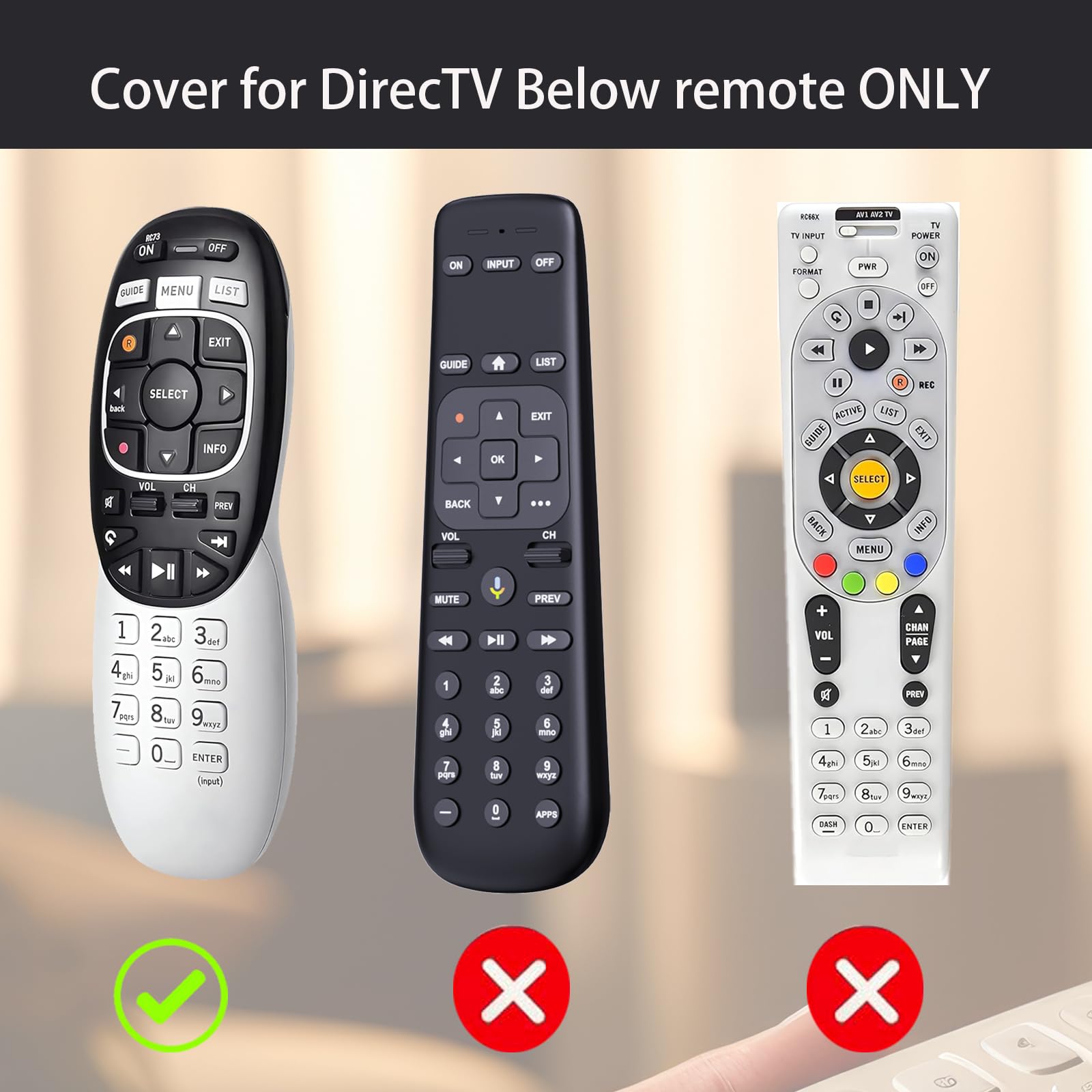 Paquete de 3 fundas para control remoto DirecTV RC73, RC70, RC70H, RC71, RC71H, RC72, RC73B, color morado, azul y rojo