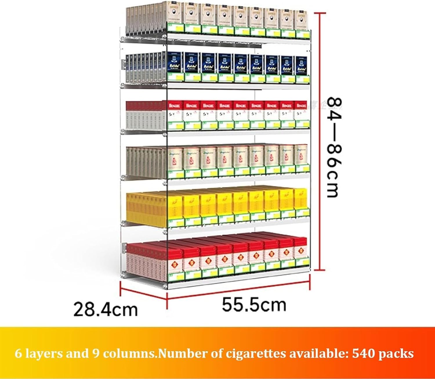 6 storeys Cigarette Display Holder - 10 Pack Automatic Pusher Acrylic Tobacco Display Stand Rack,Wall Mounted & Countertop Display Holder For Retail Stores Shops