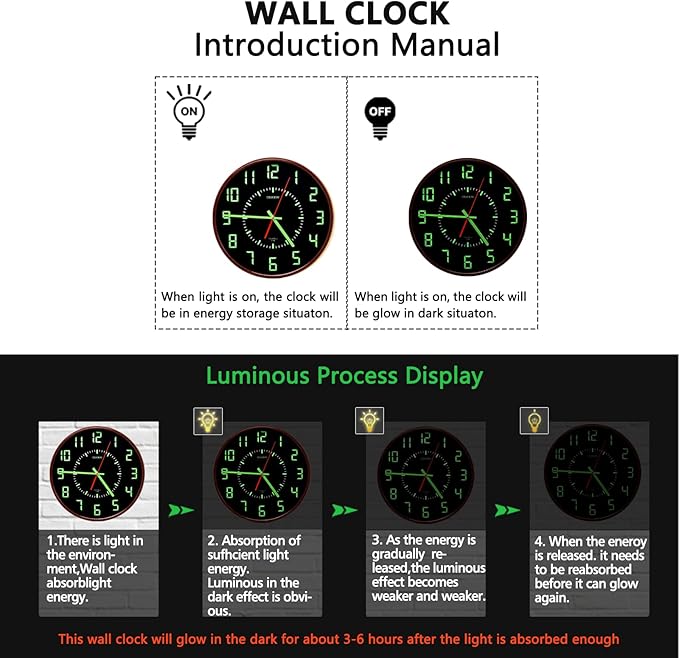 Reloj de Pared Oxmidud Analógico 12 Pulgadas Retro Silencioso miniatura 4