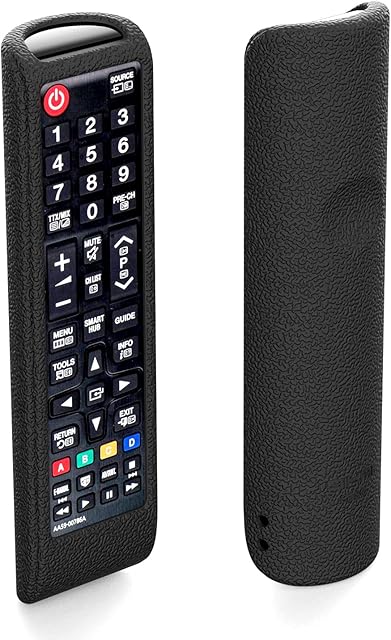 Universal Remote Control Protective Compatible with Samsung AA59-00786A BN59-01175N AA59-00741A Smart TV Remote Cover Anti-Slip Anti-Lost with Hand Lanyard for Samsung TVs Silicone Case(Black)