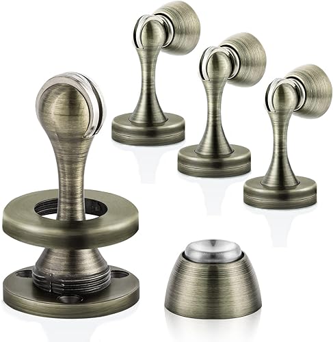 Vista 61 de KOLAKO Topes de puerta, topes de puerta magnéticos, montaje en pared en el suelo, soporte de puerta magnético resistente, cierre suave, tope de Gris