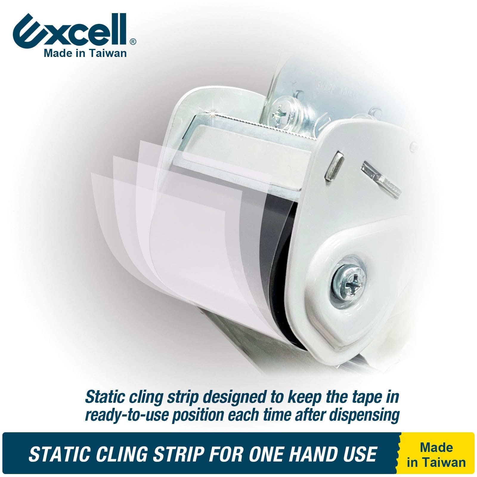 Excell Dispenser di nastro da imballaggio PushFlap, pistola per nastro e 1 rotolo di nastro (48 mm x 50 m) utilizzato per spedizioni, traslochi, ufficio e magazzino (un set + 1 rotolo di nastro)