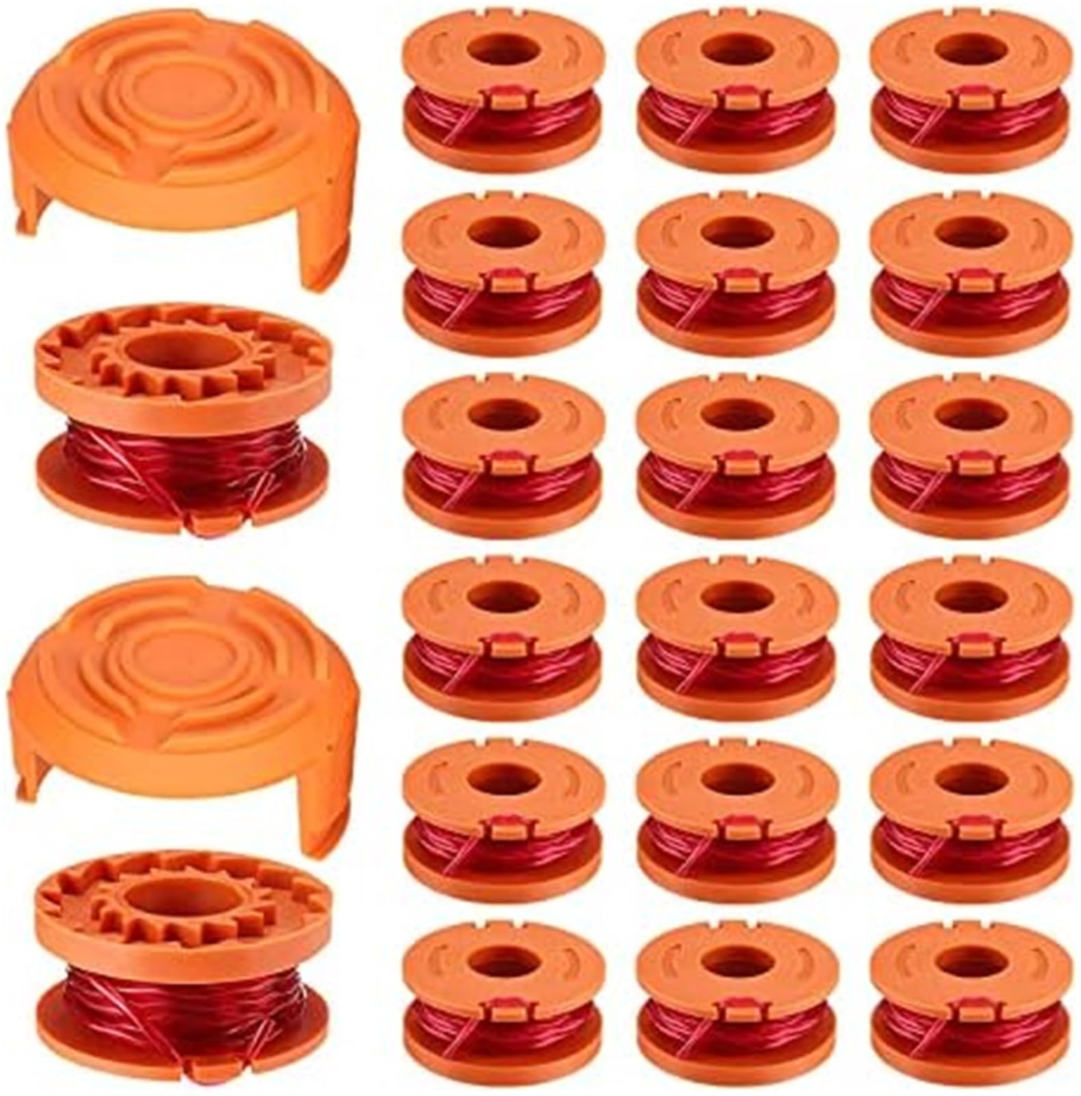 Bobina automática para cortadora de césped para Cdiytool 6 uds reemplazo de Carrete de cortacésped, Worx WG163E/WG154E/WG157E/WG151/WG155/WG160/WG175/WA0010 Ø1.65Mm(Black 20 Spools 2)