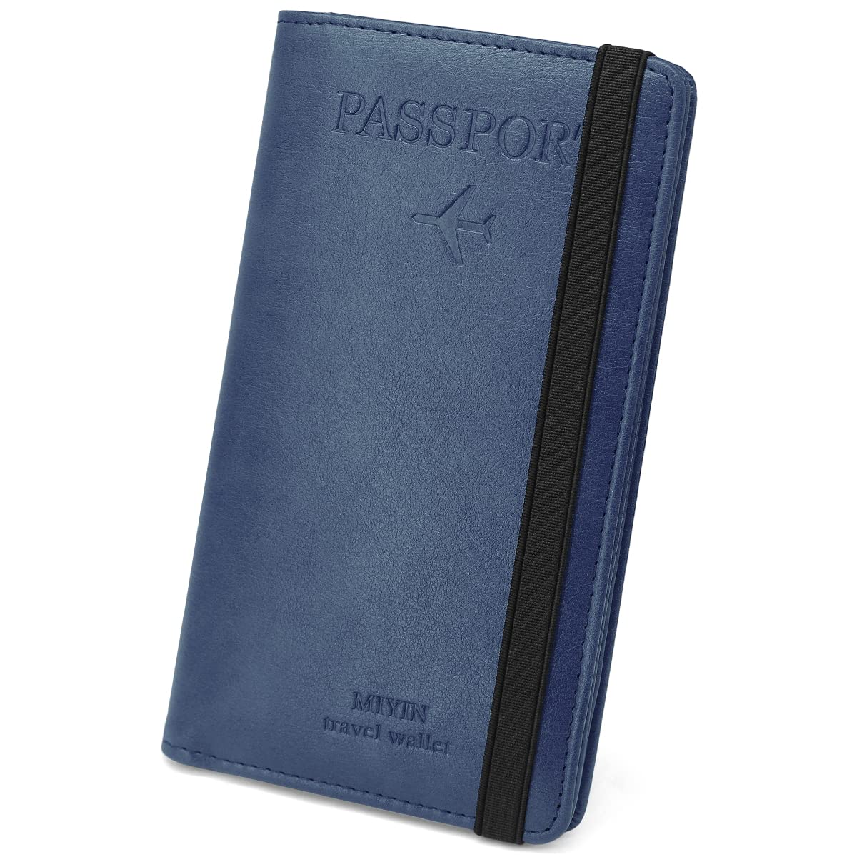 GOUNNU Reisepasshülle PU Leather Schutzhülle Reisepass für Damen Herren Impfpass Hülle mit RFID Blockier Passport Cover Kunstleder Passhülle Schutzhülle Tasche für Kreditkarte, Geld, Ausweis (Blau)