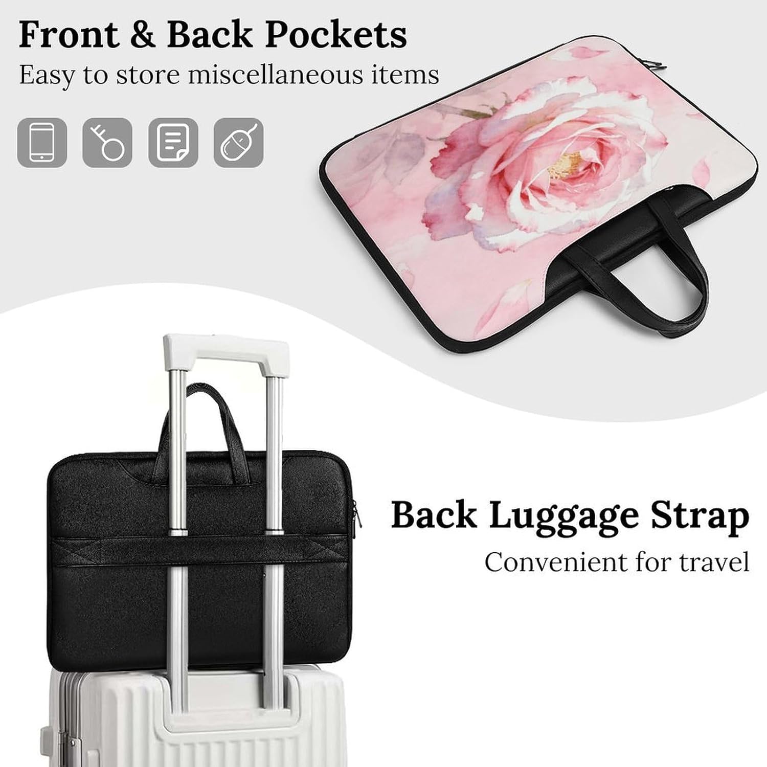 Pastel Pink 42x30.5cm Black-style Laptop Bag Leather Tablet Computer Briefcase Large Capacity Work Business Tote Bags for Office