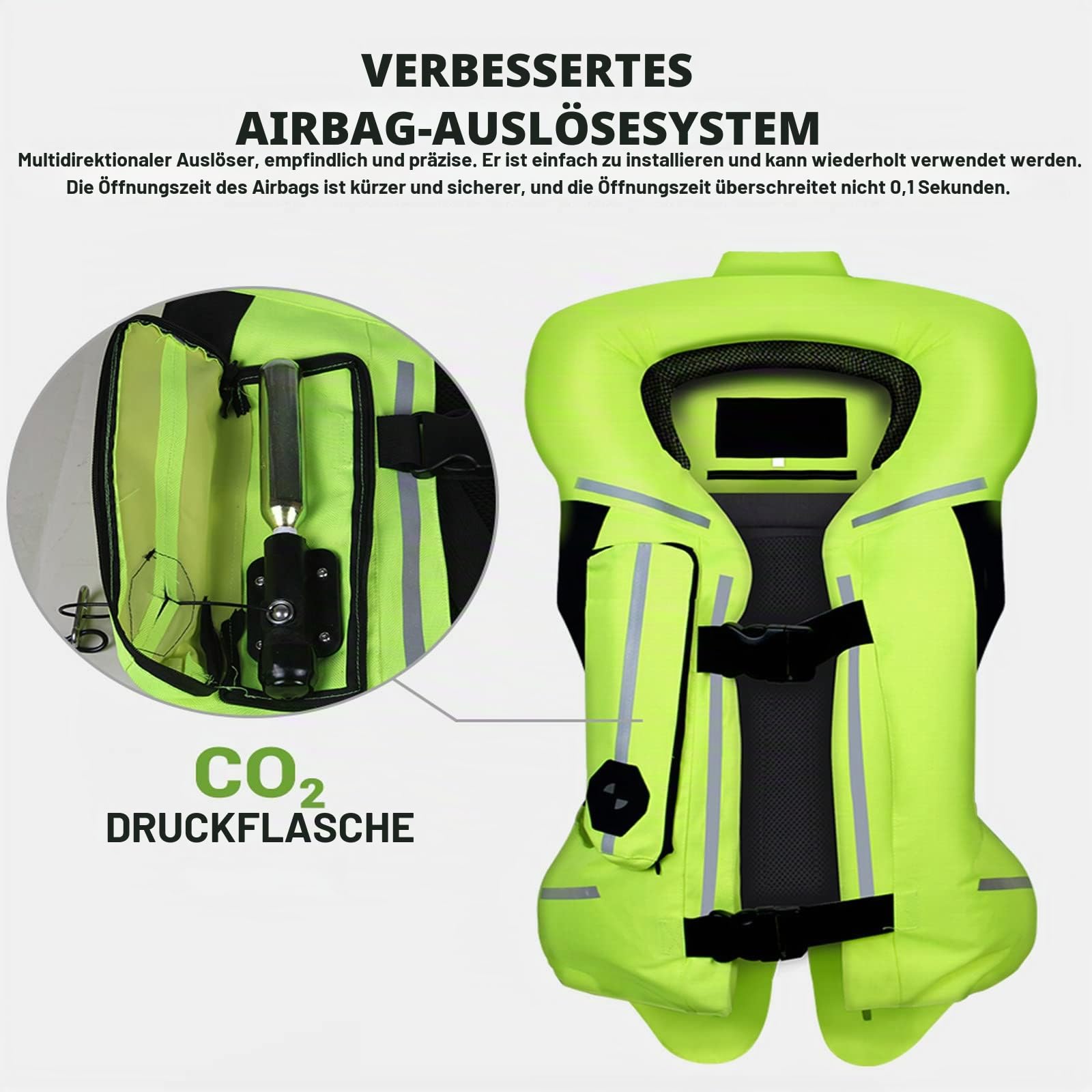 Motorradjacke Airbag Weste für Racing Riding - Motocross Airnest System Protector in Black-M