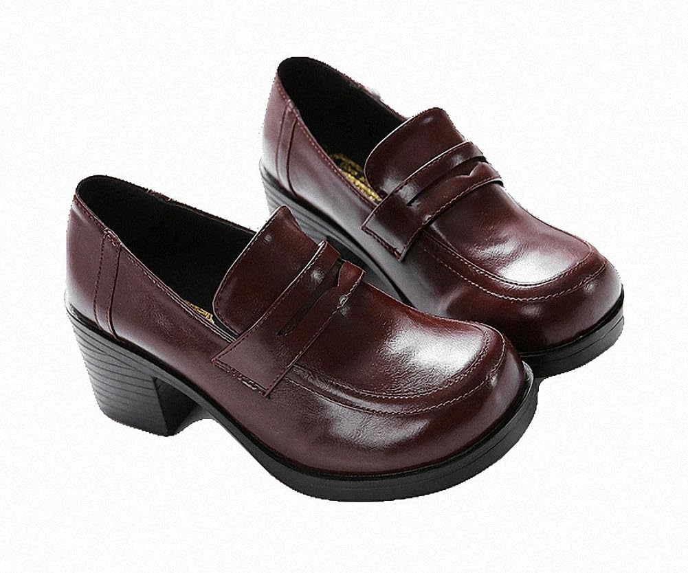 MEWOW Women's Girl's Lolita Mid Heel Students Uniform Dress Shoes for Costume and Daily