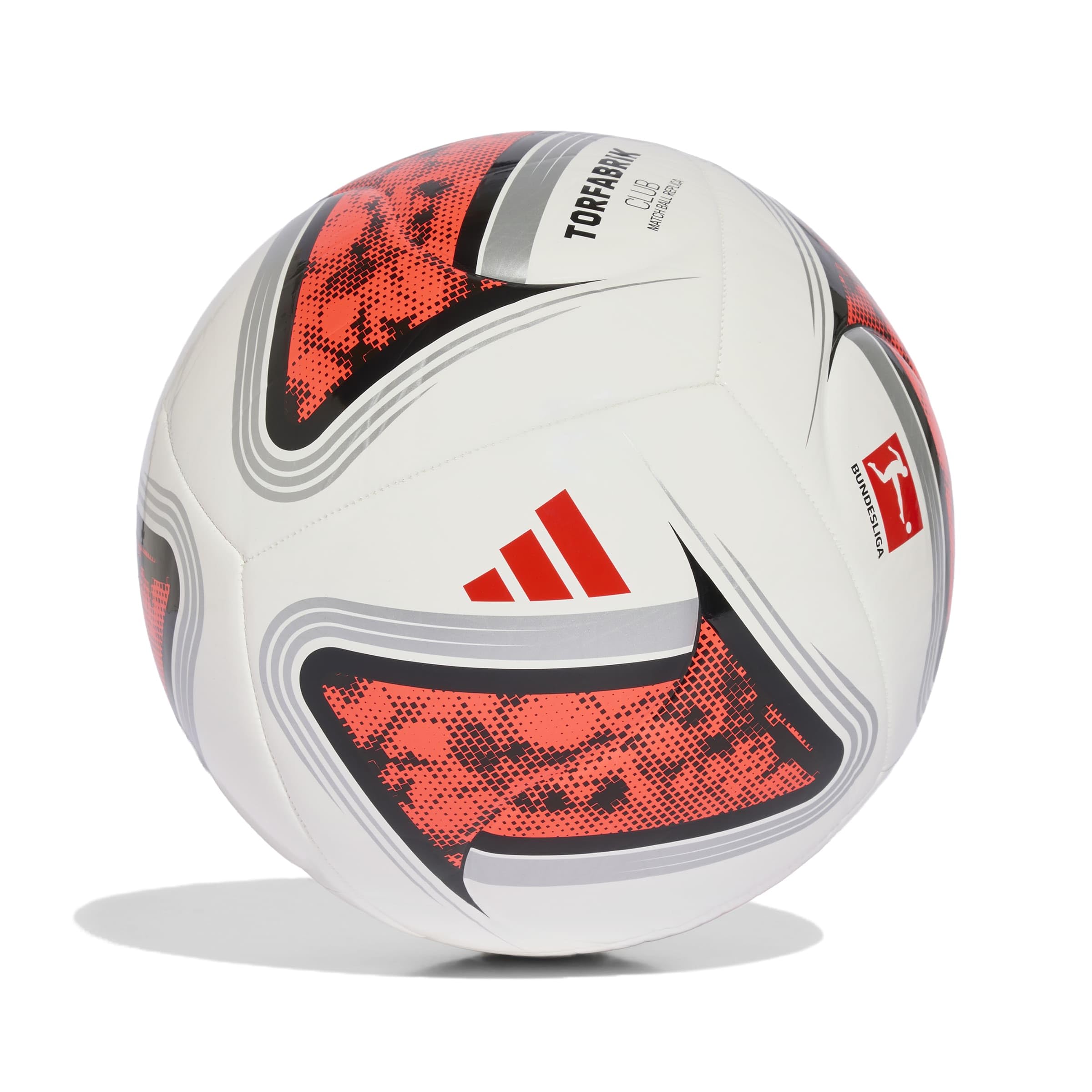 adidas Unisex-Adult Bundesliga Club Soccer Ball, White/Black/Solar Red, 5