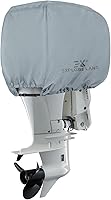 ExploreLand Waterproof Outboard Motor Cover 600D Heavy Duty for 115-225 HP Engines - Grey Boat Hood Protector