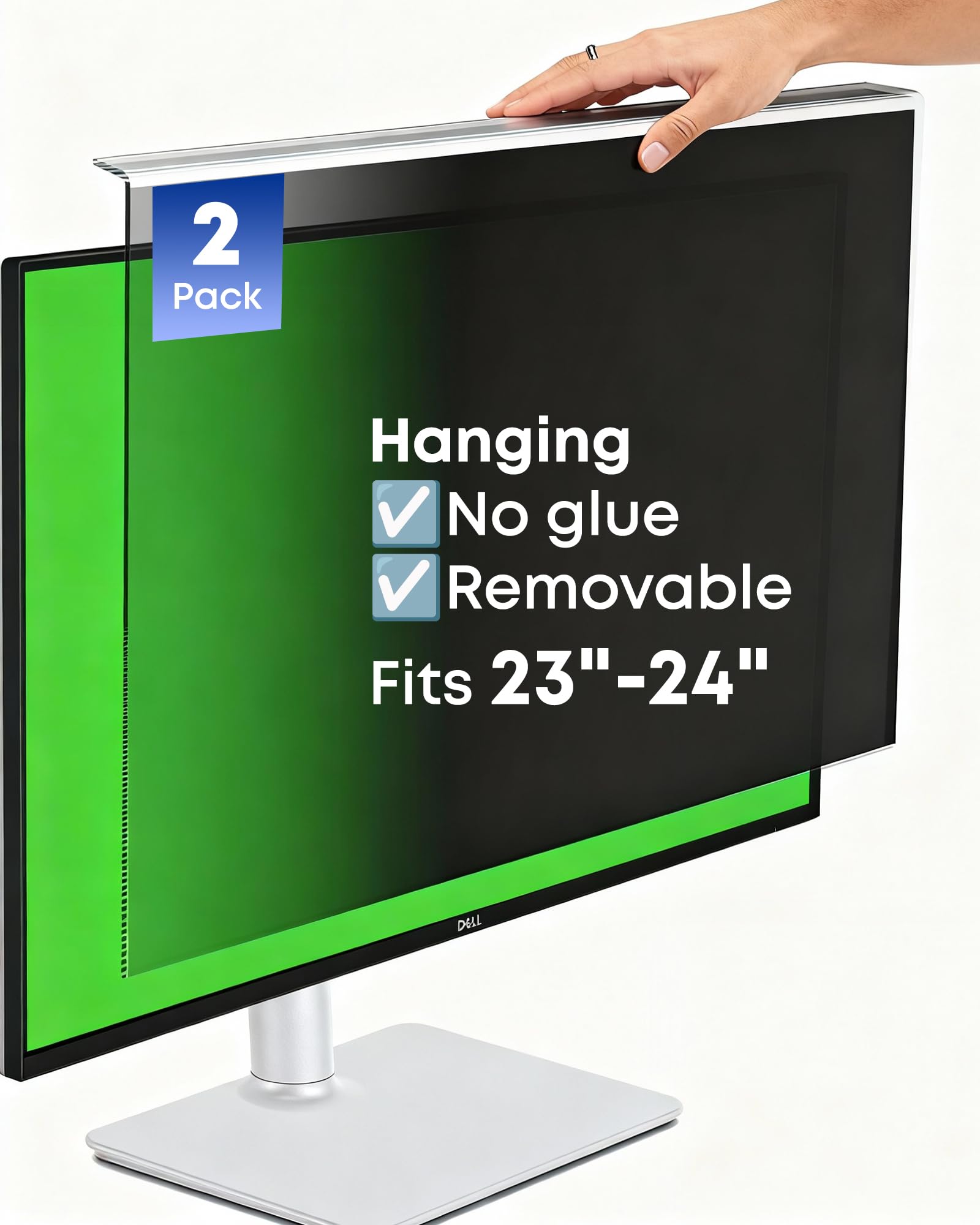 Photo 1 of 2-Pack Hanging Privacy Screen Protector for 23-24" Monitors, Removable & No Installation Required, ±30° Privacy Filter, Effectively Blocks High-Energy 460nm Blue Light – Dual Protection for Information Security & Eye Health (24"-16:9 (21.54"×12.60"))