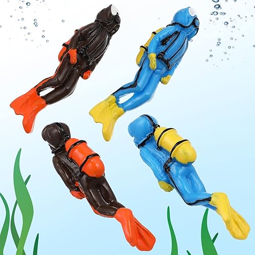 Miniatura 4 de Mipcase Juego de 4 figuras de buceo, figuras de juguete para buceadores, figuras de juguete de buceo para mesa de arena en miniatura, fiesta del