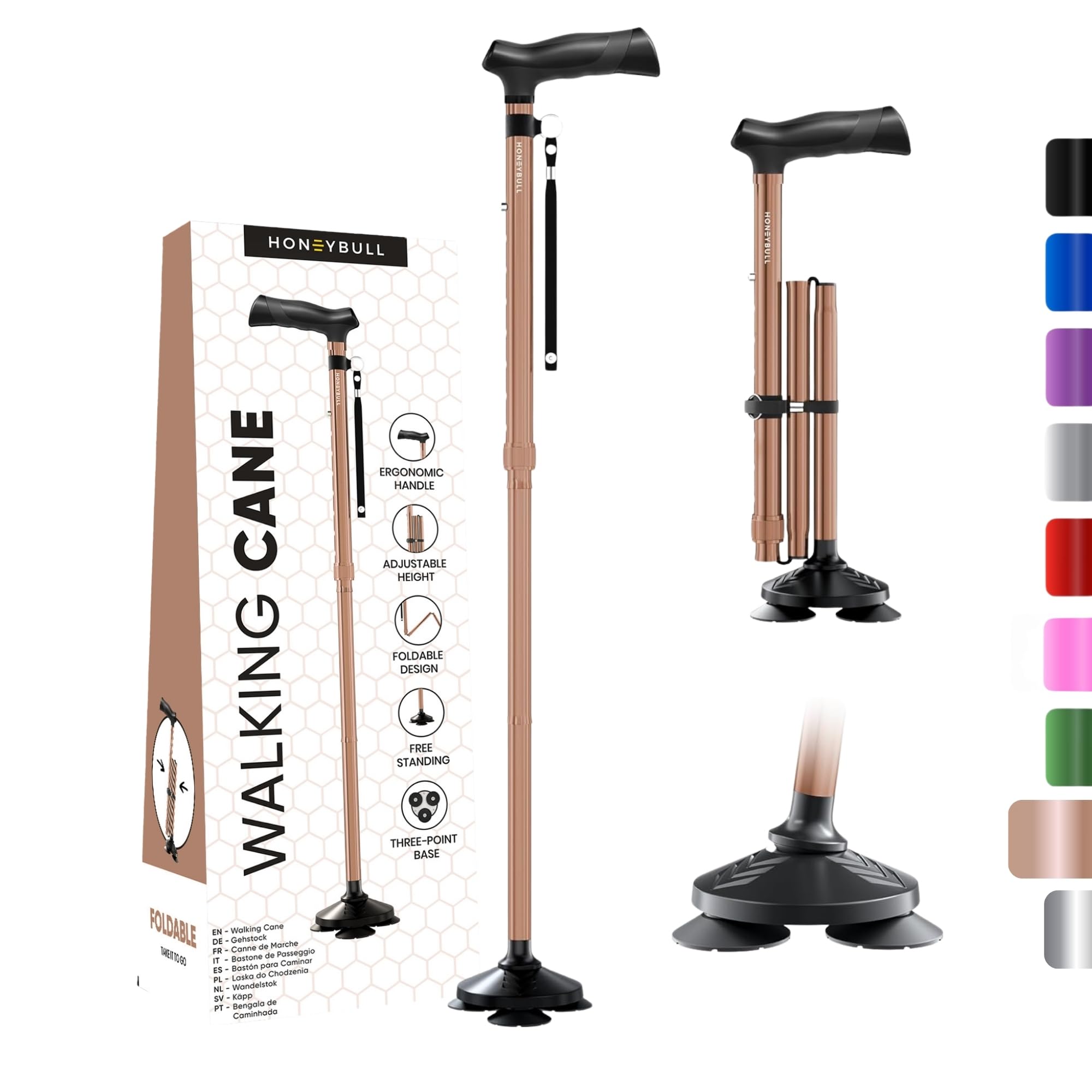 Walking Cane for Men & Women Foldable, Adjustable, Heavy Duty