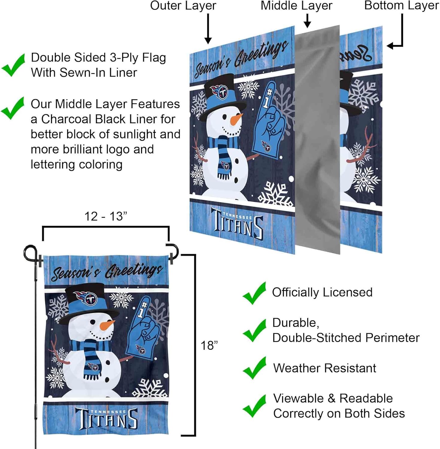 Tennessee Titans Holiday Winter Snow Garden Flag Double Sided Banner - Image 6