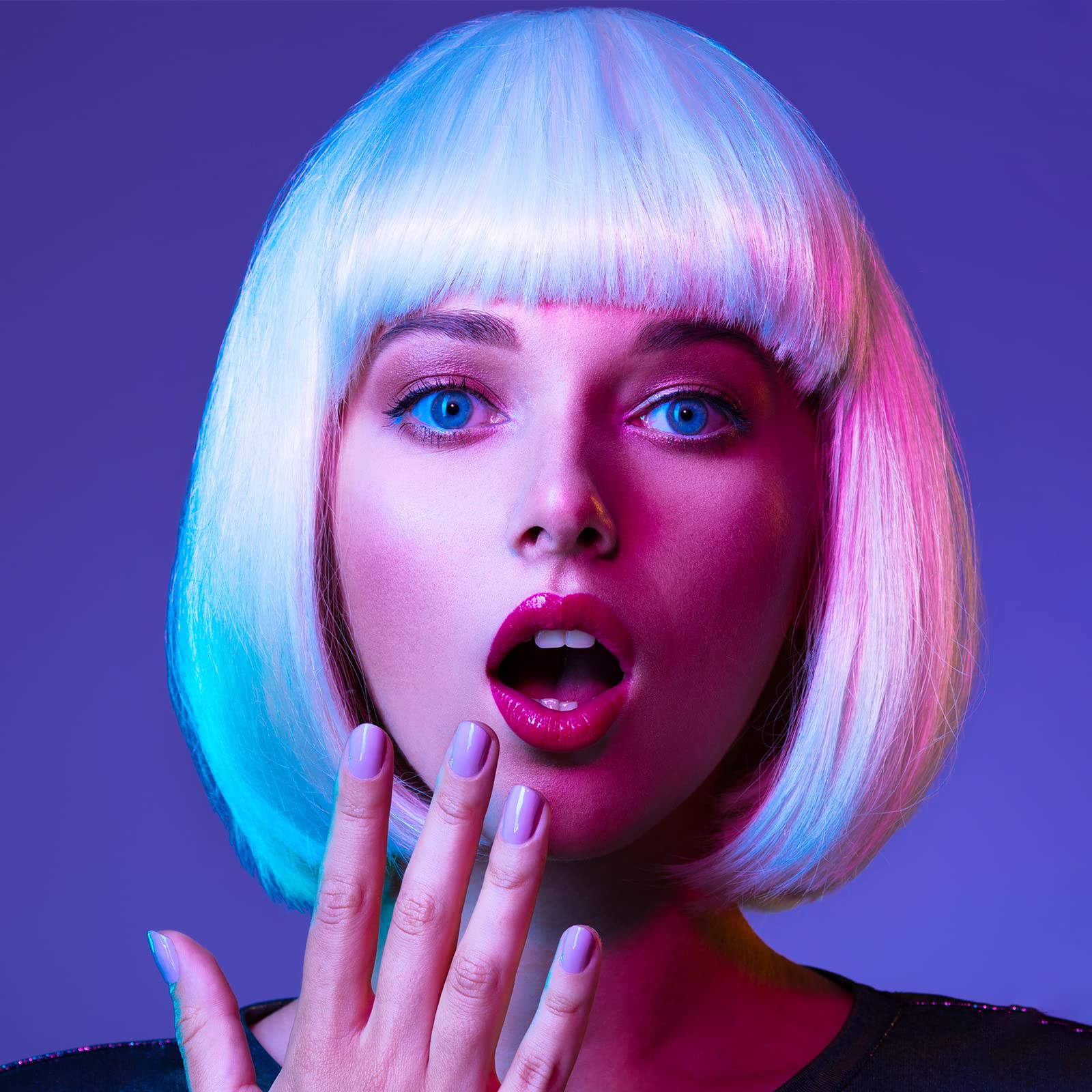 24 Pezzi Breve Bob Parrucche Occhiali da Sole Colorati Diritti Parti di Capelli Flip per Donne